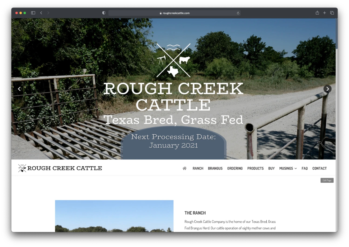Rough Creek Cattle Company Web Design